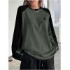 imageSHENHE Womens Color Block Crew Neck Star Graphic Raglan Shirt Loose Long Sleeve Tee TopArmy Green