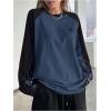 imageSHENHE Womens Color Block Crew Neck Star Graphic Raglan Shirt Loose Long Sleeve Tee TopBlack and Blue