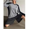 imageSHENHE Womens Color Block Crew Neck Star Graphic Raglan Shirt Loose Long Sleeve Tee TopBlack and Gray