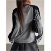 imageSHENHE Womens Color Block Crew Neck Star Graphic Raglan Shirt Loose Long Sleeve Tee TopBlack and Gray