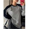 imageSHENHE Womens Color Block Crew Neck Star Graphic Raglan Shirt Loose Long Sleeve Tee TopBlack and Gray
