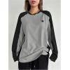 imageSHENHE Womens Color Block Crew Neck Star Graphic Raglan Shirt Loose Long Sleeve Tee TopBlack and Grey