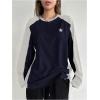 imageSHENHE Womens Color Block Crew Neck Star Graphic Raglan Shirt Loose Long Sleeve Tee TopBlue and White