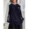 imageSHENHE Womens Color Block Crew Neck Star Graphic Raglan Shirt Loose Long Sleeve Tee TopBlue and White