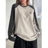 imageSHENHE Womens Color Block Crew Neck Star Graphic Raglan Shirt Loose Long Sleeve Tee TopGrey