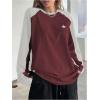 imageSHENHE Womens Color Block Crew Neck Star Graphic Raglan Shirt Loose Long Sleeve Tee TopGrey and Red