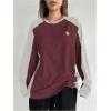 imageSHENHE Womens Color Block Crew Neck Star Graphic Raglan Shirt Loose Long Sleeve Tee TopGrey and Red
