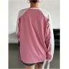 imageSHENHE Womens Color Block Crew Neck Star Graphic Raglan Shirt Loose Long Sleeve Tee TopWhite and Pink