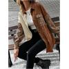 imageSHENHE Womens Corduroy Leopard Button Down Long Sleeve Shacket Jacket Outwear CoatsMulticolor Brown