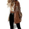 imageSHENHE Womens Corduroy Leopard Button Down Long Sleeve Shacket Jacket Outwear CoatsMulticolor Brown