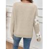 imageSHENHE Womens Floral Pattern Crewneck Long Sleeve Drop Shoulder Sweaters Pullover TopsApricot