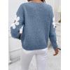imageSHENHE Womens Floral Pattern Crewneck Long Sleeve Drop Shoulder Sweaters Pullover TopsDusty Blue