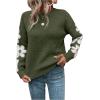 imageSHENHE Womens Floral Pattern Crewneck Long Sleeve Drop Shoulder Sweaters Pullover TopsFloral Green