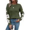 imageSHENHE Womens Floral Pattern Crewneck Long Sleeve Drop Shoulder Sweaters Pullover TopsFloral Green