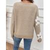 imageSHENHE Womens Floral Pattern Crewneck Long Sleeve Drop Shoulder Sweaters Pullover TopsFloral Khaki