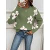 imageSHENHE Womens Floral Pattern Crewneck Long Sleeve Drop Shoulder Sweaters Pullover TopsFlower Green