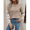 imageSHENHE Womens Floral Pattern Crewneck Long Sleeve Drop Shoulder Sweaters Pullover TopsFlower Khaki