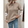 imageSHENHE Womens Floral Pattern Crewneck Long Sleeve Drop Shoulder Sweaters Pullover TopsFlower Khaki