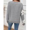imageSHENHE Womens Floral Pattern Crewneck Long Sleeve Drop Shoulder Sweaters Pullover TopsGrey