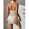imageSHENHE Womens Hollow Out Cover Up Dress Drawstring Side Halter Sleeveless Beach SwimsuitApricot a