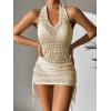 imageSHENHE Womens Hollow Out Cover Up Dress Drawstring Side Halter Sleeveless Beach SwimsuitApricot a