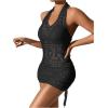 imageSHENHE Womens Hollow Out Cover Up Dress Drawstring Side Halter Sleeveless Beach SwimsuitBlack