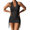 imageSHENHE Womens Hollow Out Cover Up Dress Drawstring Side Halter Sleeveless Beach SwimsuitBlack