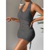 imageSHENHE Womens Hollow Out Cover Up Dress Drawstring Side Halter Sleeveless Beach SwimsuitLight Grey