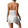 imageSHENHE Womens Hollow Out Cover Up Dress Drawstring Side Halter Sleeveless Beach SwimsuitWhite