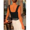 imageSHENHE Womens Lace Trim V Neck Tops Tie Font Sleeveless Tank Top Elegant Going Out TopBlack