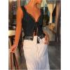 imageSHENHE Womens Lace Trim V Neck Tops Tie Font Sleeveless Tank Top Elegant Going Out TopBlack