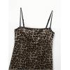 imageSHENHE Womens Leopard Dress Spaghetti Strap Animal Print A Line Flare Mini Cami DressDark Brown