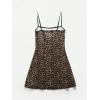 imageSHENHE Womens Leopard Dress Spaghetti Strap Animal Print A Line Flare Mini Cami DressDark Brown
