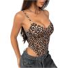 imageSHENHE Womens Leopard Print Cut Out Backless Spaghetti Strap Sexy High Cut BodysuitBrown