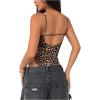 imageSHENHE Womens Leopard Print Cut Out Backless Spaghetti Strap Sexy High Cut BodysuitBrown