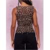 imageSHENHE Womens Leopard Print Sheer Tank Top Double Lined Crew Neck Y2k Sexy TanksBrown