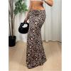 imageSHENHE Womens Low Rise Leopard Maxi Ruched Y2k Fishtail Long Bodycon Skirt Brown Medium