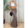 imageSHENHE Womens Low Rise Leopard Maxi Ruched Y2k Fishtail Long Bodycon Skirt Brown Medium