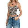 imageSHENHE Womens Strap Cami Crop Top Sleeveless Leopard Scoop Neck Summer Backless Cami TopBrown