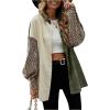 imageSHENHE Womens Corduroy Leopard Button Down Long Sleeve Shacket Jacket Outwear CoatsMulticolor Green