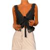 imageSHENHE Womens Lace Trim V Neck Tops Tie Font Sleeveless Tank Top Elegant Going Out TopBlack