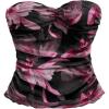 imageSHENHE Womens Leopard Print Mesh Tube Twist Front Strapless Ruched Sexy Y2k Tube TopsBlack Floral Print