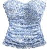 imageSHENHE Womens Leopard Print Mesh Tube Twist Front Strapless Ruched Sexy Y2k Tube TopsFloral Blue White