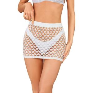 imageSHENHE Womens Summer Swim Cover Up Skirt Crochet Hollow Out Bikini Bathing Suit Cover Up Beach SkirtWhite a