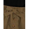 imageSHENHE 2pcs Girls Skirt Outfits Ruffled Ribbed Cap Sleeve T Shirt and Button Down Tie Front Skirt SetBlack and Khaki