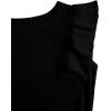 imageSHENHE 2pcs Girls Skirt Outfits Ruffled Ribbed Cap Sleeve T Shirt and Button Down Tie Front Skirt SetBlack and Khaki