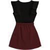 imageSHENHE 2pcs Girls Skirt Outfits Ruffled Ribbed Cap Sleeve T Shirt and Button Down Tie Front Skirt SetBlack and Red
