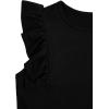 imageSHENHE 2pcs Girls Skirt Outfits Ruffled Ribbed Cap Sleeve T Shirt and Button Down Tie Front Skirt SetLattice Black