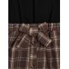 imageSHENHE 2pcs Girls Skirt Outfits Ruffled Ribbed Cap Sleeve T Shirt and Button Down Tie Front Skirt SetLattice Black