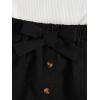 imageSHENHE 2pcs Girls Skirt Outfits Ruffled Ribbed Cap Sleeve T Shirt and Button Down Tie Front Skirt SetWhite and Black